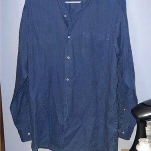Peter Millar Coastal Moon Blue Mens Linen Shirt Size Medium